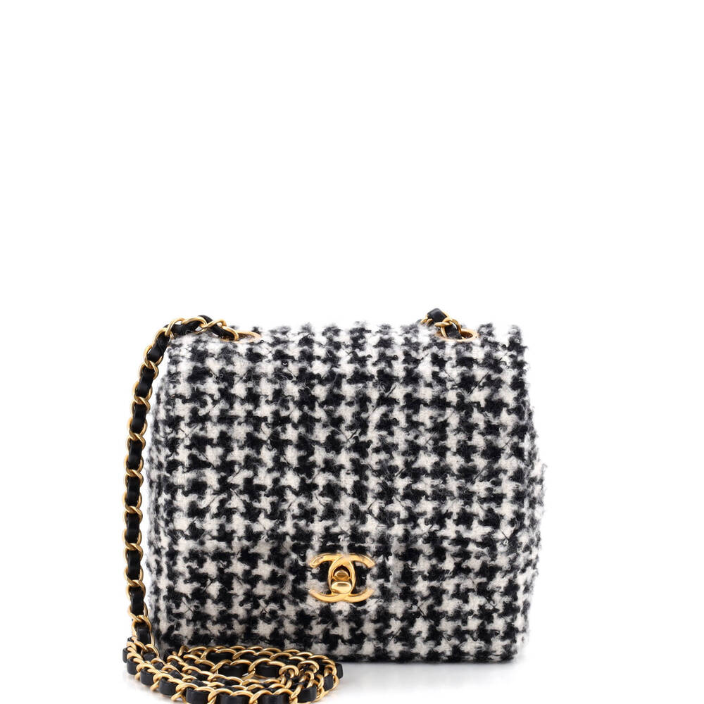 Chanel Mini Square Classic Single Flap Bag Quilted Tweed and Sequins